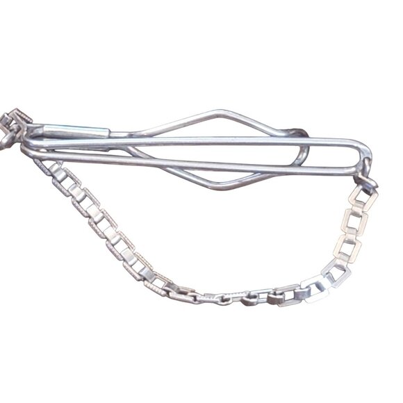 Vintage Silver Tone Tie Slide Bar Clip Anchor Chain Style Retro Open Design - Picture 2 of 6